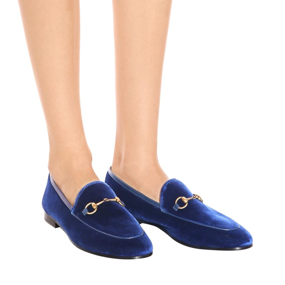 Gucci Women's Blue Jordaan Velvet Loafer